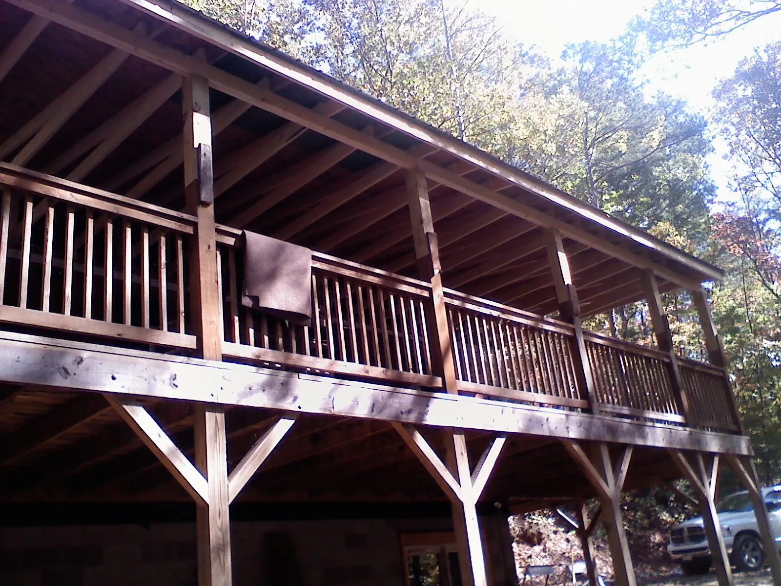 Timber framing under a new elevated porch and deck — Roof Leak Repair in Ijamsville by Roofing Brothers
